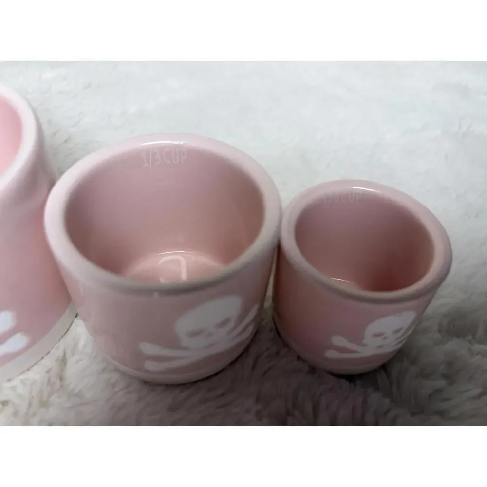 Pink Ceramic Skull & Crossbones Measuring Cup Set – Gothic Kitchen Decor​